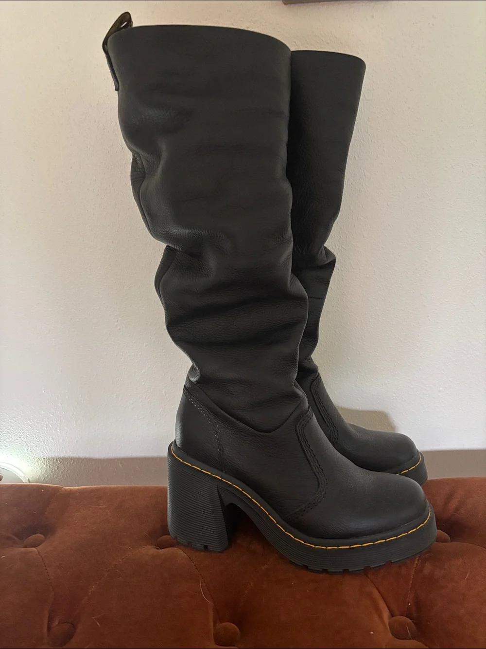 Dr. Martens Black Over-The-Knee Chunky Lug Heel Boots